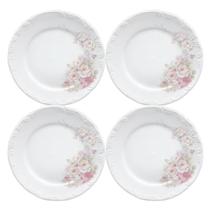 Jogo de Pratos Rasos Kit 4 Peças Eterna 26cm Porcelana Schmidt Jogo de Pratos Rasos Kit 4 Peças Eterna 26cm Porcelana Schmidt