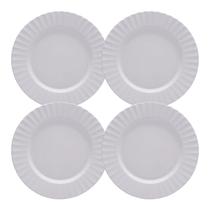 Jogo de Pratos Rasos Kit 4 Peças Gerbera 27cm Melamina Branco Lyor Jogo de Pratos Rasos Kit 4 Peças Gerbera 27cm Melamina Branco Lyor
