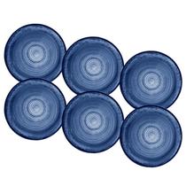 Jogo de Pratos Rasos Kit 6 Peças Esfera Azul 27cm Porcelana Schmidt Jogo de Pratos Rasos Kit 6 Peças Esfera Azul 27cm Porcelana Schmidt