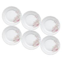 Jogo de Pratos Rasos Kit 6 Peças Eterna 26cm Porcelana Schmidt Jogo de Pratos Rasos Kit 6 Peças Eterna 26cm Porcelana Schmidt