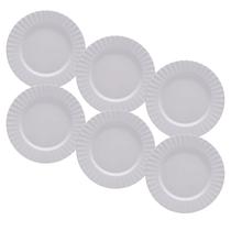 Jogo de Pratos Rasos Kit 6 Peças Gerbera 27cm Melamina Branco Lyor