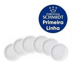 Jogo de Pratos Rasos Protel 26 cm Porcelana Schmidt Kit 6 Peças