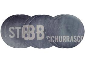 Jogo de Pratos Rasos Tramontina Churrasco Stone 6 Peças em Porcelana
