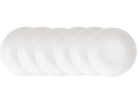 Jogo de Pratos Redondo de Porcelana Branco Raso