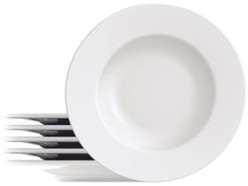 Jogo de Pratos Redondo de Porcelana Branco Raso