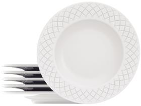 Jogo de Pratos Redondo de Porcelana Branco Raso