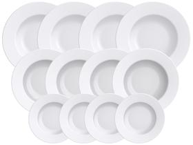 Jogo de Pratos Redondo de Porcelana Branco