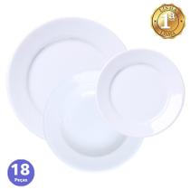 Jogo de PRatos Restaurante 18 Peças Rasos Fundos e Sobremesa Porcelana Schmidt
