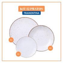 Jogo de Pratos Rústico 12 Peças Porcelana Tramontina