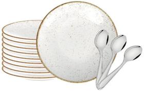 Jogo de Pratos Rústico Marrom Porcelana 12 Peças Tramontina