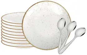 Jogo de Pratos Rústico Marrom Porcelana 12 Peças Tramontina Jogo de Pratos Rústico Marrom Porcelana 12 Peças Tramontina