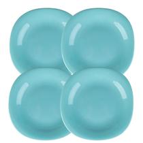 Jogo De Pratos Sobremesa 21,5cm Kit 4 Peças Dama Vidro Opalino Verde Ciano Jogo De Pratos Sobremesa 21,5cm Kit 4 Peças Dama Vidro Opalino Verde Ciano