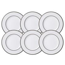 Jogo De Pratos Sobremesa 21cm Kit 6 Peças Sienna Porcelana Borda Decorada Tramontina