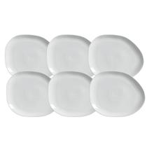 Jogo De Pratos Sobremesa 22,5cm Kit 6 Peças Oval Orgânico New White Cerâmica Porto Brasil