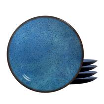 Jogo De Pratos Sobremesa Cerâmica Kit 4pcs 20cm Egito Alleanza Azul