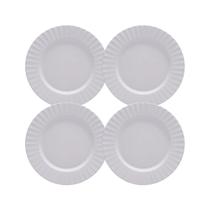 Jogo de Pratos Sobremesa Kit 4 Peças Gerbera 20cm Melamina Branco Lyor Jogo de Pratos Sobremesa Kit 4 Peças Gerbera 20cm Melamina Branco Lyor