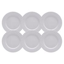 Jogo de Pratos Sobremesa Kit 6 Peças Gerbera 20cm Melamina Branco Lyor
