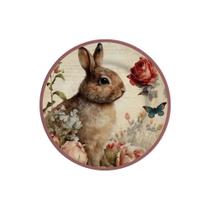 Jogo de pratos sobremesa páscoa coelha acacia com 6 unidades