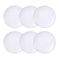 Jogo De Pratos Sobremesa Rústico 6 Peças 21 Cm Porcelana Decorada Tramontina