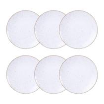 Jogo de Pratos Sobremesa Rústico 6 Peças 21 cm Porcelana Decorada Tramontina