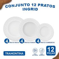 Jogo De Pratos Tramontina Ingrid Porcelana Decorada 12 Peças