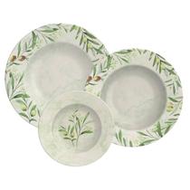 Jogo de pratos tramontina oliva em porcelana decorada 12 peças