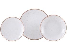 Jogo de Pratos Tramontina Rústico Marrom em Porcelana Decorada 12 Peças