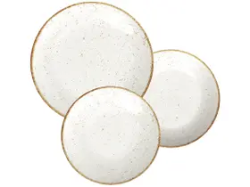 Jogo de Pratos Tramontina Rústico Marrom em Porcelana Decorada 18 Peças