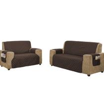 Jogo de protetor de sofá para sofá couro 3 e 2 lugares com fixador