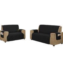 Jogo de protetor de sofá para sofá couro 3 e 2 lugares com fixador