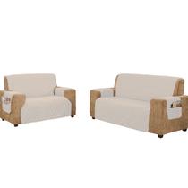 Jogo de protetor de sofá para sofá couro 3 e 2 lugares com fixador