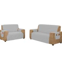 Jogo de protetor de sofá para sofá couro 3 e 2 lugares com fixador