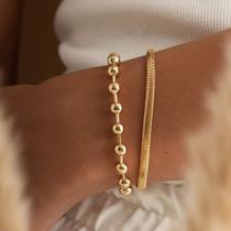 Jogo de pulseiras banhadas a semi joias