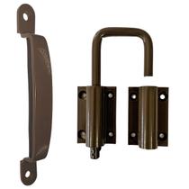 Jogo De Puxador E Trinco Para Porta Camarão 2pçs Bronze Jogo De Puxador E Trinco Para Porta Camarão 2pçs Bronze