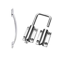 Jogo De Puxador E Trinco Para Porta Camarão 2pçs Cromado Jogo De Puxador E Trinco Para Porta Camarão 2pçs Cromado