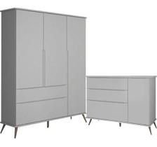 Jogo De Quarto 100 % Mdf Guarda Roupa 3 Portas E Cômoda