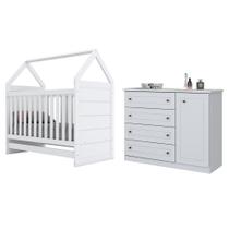 Jogo de Quarto Bebe Berço Americano Montessoriana e Comoda