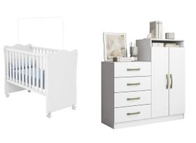 Jogo De Quarto Bebê Berço Encanto E Armário Com 2 Portas 4 Gavetas - Leartam Jogo De Quarto Bebê Berço Encanto E Armário Com 2 Portas 4 Gavetas - Leartam