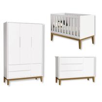 Jogo De Quarto Bebê Completo 3 Portas Classic Branco