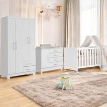 Jogo de Quarto Bebê Infantil Com Guarda Roupas Berco Americano Cômoda Colchão Trocador Impermeavel Sonho