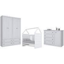 Jogo de Quarto Bebe Infantil Completo Americano Branco