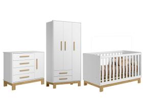 Jogo De Quarto Bebê Sophia Completo Com Armário Cômoda Berço Slim Branco Acetinado - Móveis Leartam Jogo De Quarto Bebê Sophia Completo Com Armário Cômoda Berço Slim Branco Acetinado - Móveis Leartam