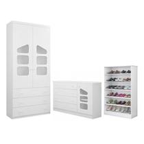 Jogo de Quarto Branco Infantil de Bebê Sapateira + Cômoda Eloisa+ Roupeiro 2 Portas - Phoenix Baby Jogo de Quarto Branco Infantil de Bebê Sapateira + Cômoda Eloisa+ Roupeiro 2 Portas - Phoenix Baby