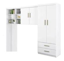 Jogo de Quarto Chiara 2 Peças Guarda Roupa e Módulo Aéreo Branco - Phoenix Baby