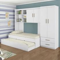 Jogo de Quarto Chiara 4 Peças - Roupeiro 2 portas, Módulo Aéreo e Cama com Auxiliar - Phoenix Baby
