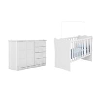 Jogo de Quarto com Cômoda Diamante e Berço Doce Sonho Branco - FbABY