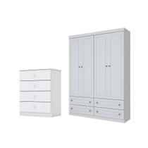 Jogo de Quarto com Guada Roupa Americano e Cômoda Labirinto - FdECOR