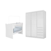 Jogo de Quarto com Guarda Roupa Diamante e Berço Doce Sonho Branco - FbABY