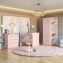 Jogo De Quarto Completo Infantil Bebê Guarda Roupa 2 Portas Cômoda 4 Gavetas Berço Simples C/ Colchão C/ Rodízios Doce Sonho 825 / 1 / 2523 Jogo De Quarto Completo Infantil Bebê Guarda Roupa 2 Portas Cômoda 4 Gavetas Berço Simples C/ Colchão C/ Rodízios Doce Sonho 825 / 1 / 2523
