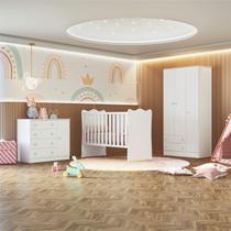 Jogo De Quarto Completo Infantil Bebê Guarda Roupa 3 Portas Cômoda 4 Gavetas Berço Simples Doce Sonho 2617 / 2561 / 1 Jogo De Quarto Completo Infantil Bebê Guarda Roupa 3 Portas Cômoda 4 Gavetas Berço Simples Doce Sonho 2617 / 2561 / 1